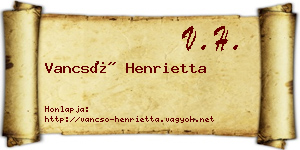 Vancsó Henrietta névjegykártya