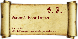 Vancsó Henrietta névjegykártya